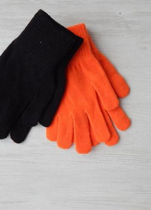 2 пари рукавичок c&a. підлітку або на невелику жіночу руку чорні та помаранчеві