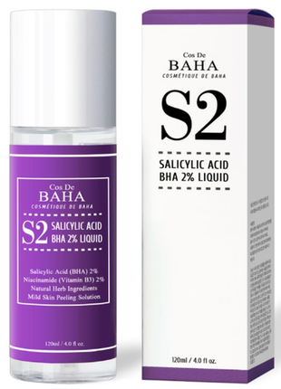 Тонер для лечения акне и сужения пор cos de baha salicylic acid bha 2% liquid