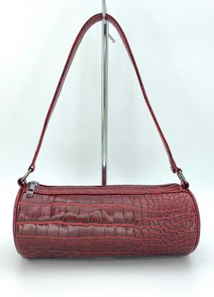 Женская сумка бордовая сумка багет наплечная сумка бордовый клатч багет сумка пенал клатч пенал