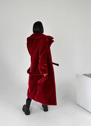 🔥 шуба шубка длинная оверсайз из искусственного эко меха мутон красная голубая серая...