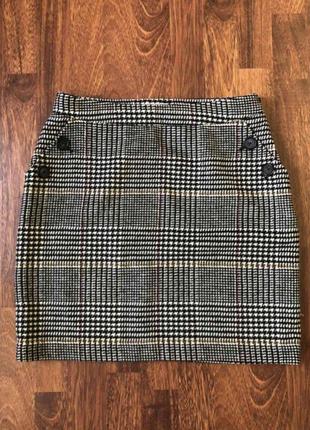 Юбка в клетку, теплая юбка, юбка мини, шерстяная юбка