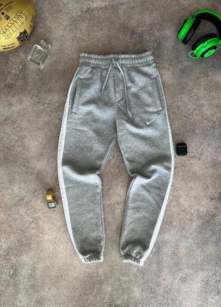 Чоловічі сірі теплі спортивні штани nike
