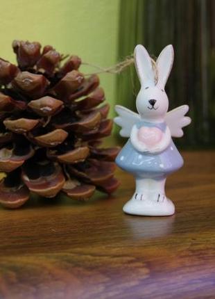 Новорічна статуетка із кераміки, іграшка заєць, подарунок до нового року