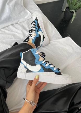 Кроссовки nike blazer x sacai black legend blue