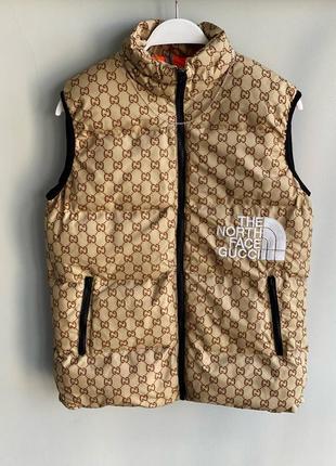 Чоловіча коричнева жилетка the north face gucci