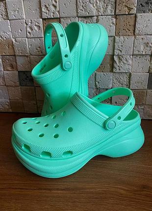 Крокси на платформі crocs жіночі сабо bae clog м'ятні зелені оригінал