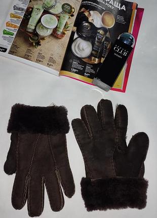 Теплые кожаные, меховые перчатки -  xs echt lammfell.