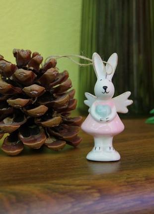Ёлочные игрушки,фигурка декоративная кролик символ года,декор из керамики1 фото