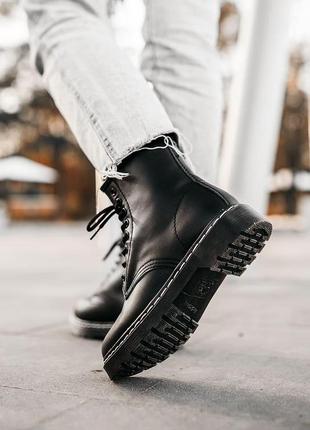 Жіночі черевики dr. martens 1460 black (біла строчка) зима / smb6 фото