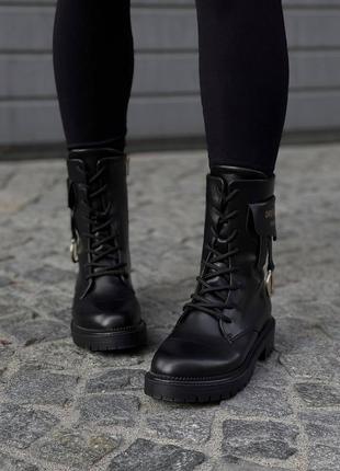Женские высокие кожаные ботинки dior boots black