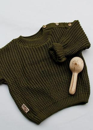 В'язаний светр хакі 3-6м; 12-18м2 фото