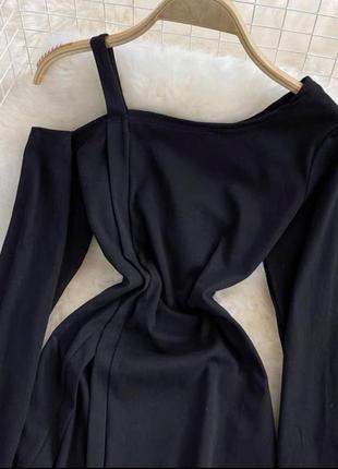 Женское платье короткое черное с бахромой рукавом нарядное праздничное новогоднее на новый год на корпоратив6 фото