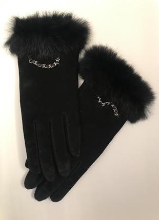 Жіночі замшеві рукавички, перчатки, motivi, італія5 фото