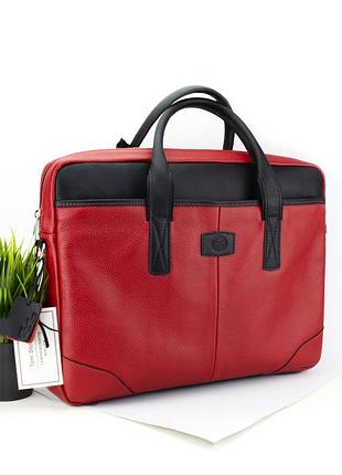 Сумка шкіряна для ноутбука 15.6' tom stone червона 717 rb жіноча, macbook 16'