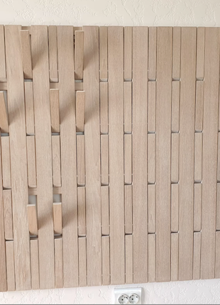 Вішалка настінна дерев'яна з відкидними гачками2 фото
