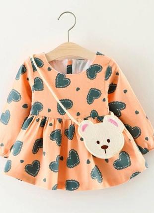 Плаття для дівчинки hearts сукня з ведмедиком 80 - 100 см