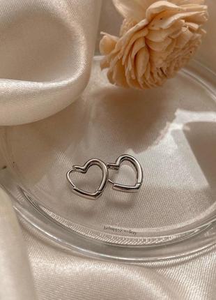 Сережки серця, сережки серце, сережки сердечки, покриття срібло 925, сережки мінімалізм