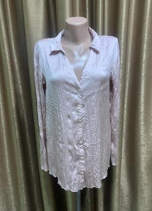Пудровая нежная шелковая блузка/рубашка жатка patrizia dini размер m