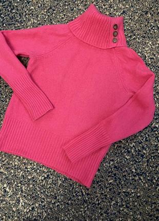 Жіночий в’язаний светр гольф рожевий united colors of benetton