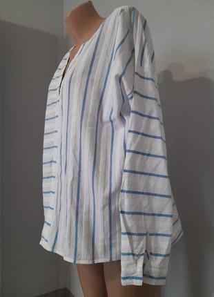Стильна бавовняна блуза у смужку4 фото
