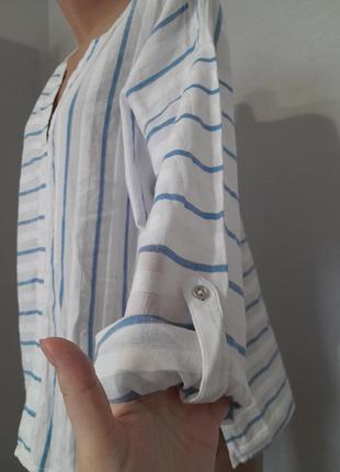 Стильна бавовняна блуза у смужку5 фото