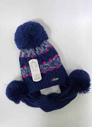 Дитяча зимова шапка для дівчинки на зав'язках