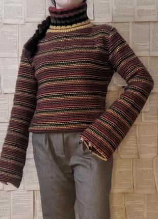 Вінтажний светр гольф горло ретро стиль 80-ті шерсть3 фото