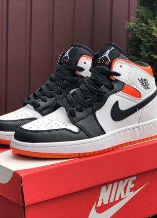 Кросівки nike air jordan 1 retro white black orange2 фото