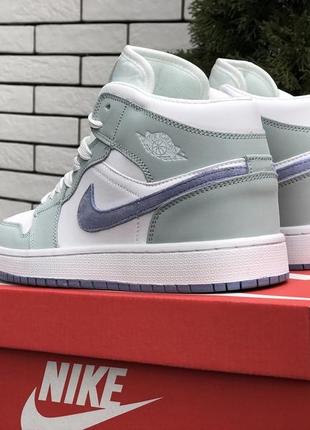 Кросівки nike air jordan 1 retro white grey violet3 фото