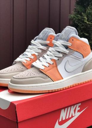 Кросівки nike air jordan 1 retro white pink beige2 фото