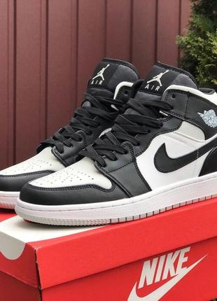 Кросівки nike air jordan 1 retro white black grey2 фото