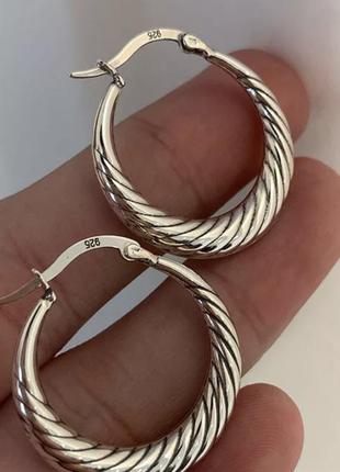 Стильные серебряные серьги кольца  s925