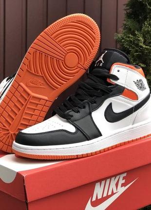 Кросівки nike air jordan 1 retro white black orange4 фото