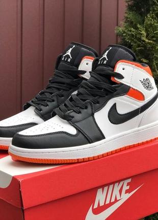 Кросівки nike air jordan 1 retro white black orange2 фото