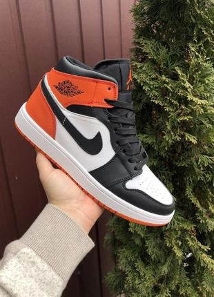 Кросівки nike air jordan 1 retro white black orange1 фото