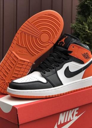 Кросівки nike air jordan 1 retro white black orange4 фото