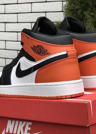 Кросівки nike air jordan 1 retro white black orange3 фото