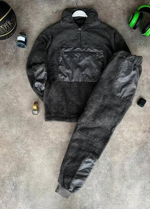 Костюм мужской базовий худи штаны серый турция / комплект чоловічий кофта худі штани сірий