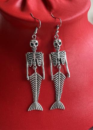 Стильні модні скелети сережки-черепи скелет русалки ювелірні вироби оптом вінтажні сережки в стилі панк для жінок висячі сережки на хелловін