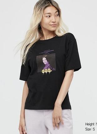 Чорна жіноча футболка з принтом юнікло лувр uniqlo louvre ut