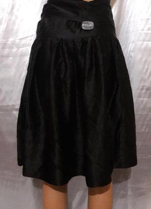 Черная атласная юбка4 фото