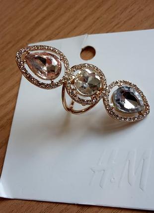 Коктейльное кольцо с большими кристаллами h&amp;m, р. 17 /s кольцо кольца