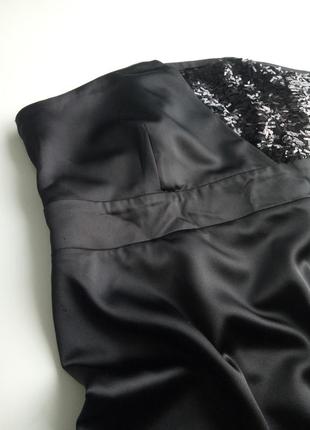Красивое нарядное силуэтное черное платье мини с пайетками1 фото