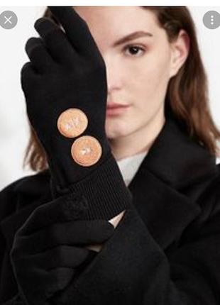 Рукавички жіночі armani чорного кольору з контрасним логотипом (оригінал)