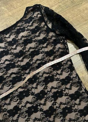 Черно бежевое платье з рукавами и открытой спиной5 фото