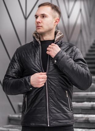 Куртка зимова чоловіча❄ стильна курточка з еко шкіри