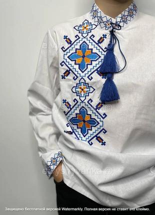Вишиванка - сорочка біла з вишивкою "захар"9 фото