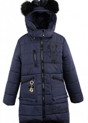 Куртка подовжена, пальто зимове для дівчат р 104,110,1162 фото