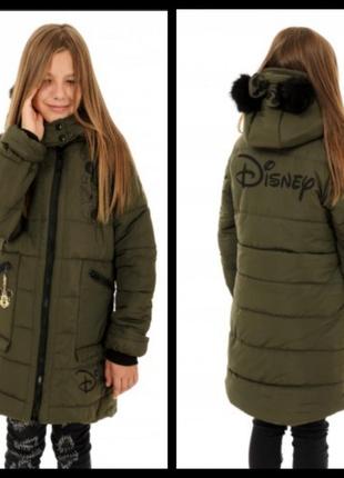 Куртка подовжена, пальто зимове для дівчат р 104,110,1161 фото