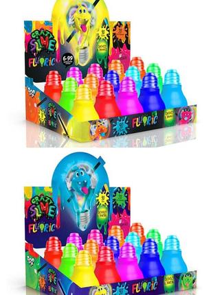 Творчество.в'язка маса "crazy slime fluoric" лампочка (рос/укр) пок. /20/